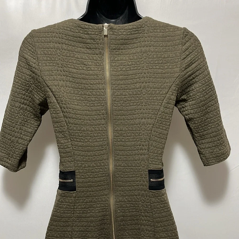 Dynamite Army Green Textured Bodycon Midi Dress Size XS - Picture 7 of 11